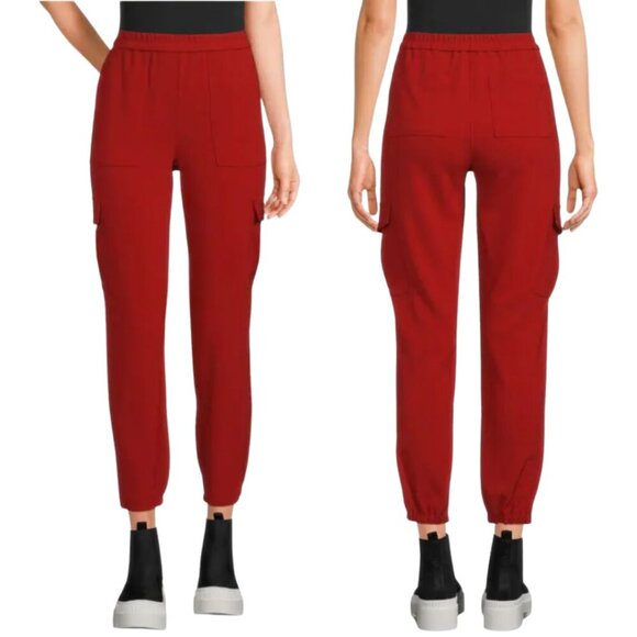 Theory Northsound Cargo Joggers Pants Women's 2 Red Oak Trousers Career Chic NWT - Picture 1 of 14